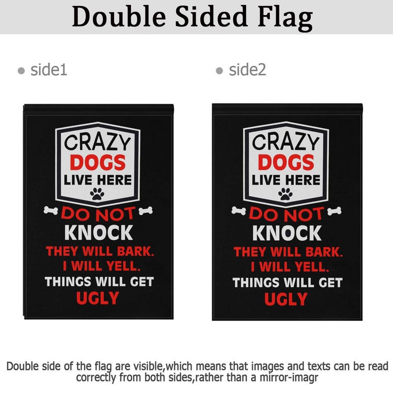 Monaco Garden Flag Crazy Dogs Live Here Welcome Garden Flags Double Sided Yard Flag Fall Garden Flag 12 x 18 Inch Dog Garden Flag - Image 3